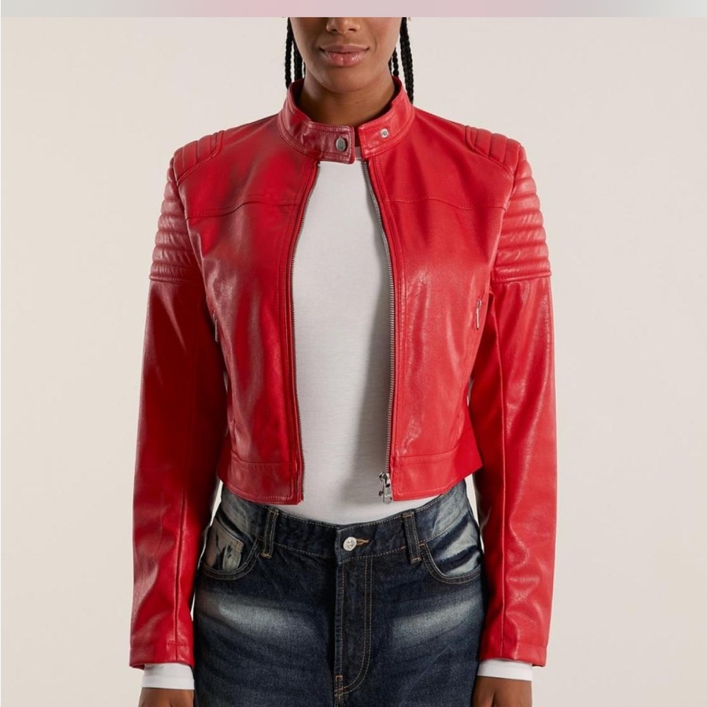 Women's Red Leather Jacket